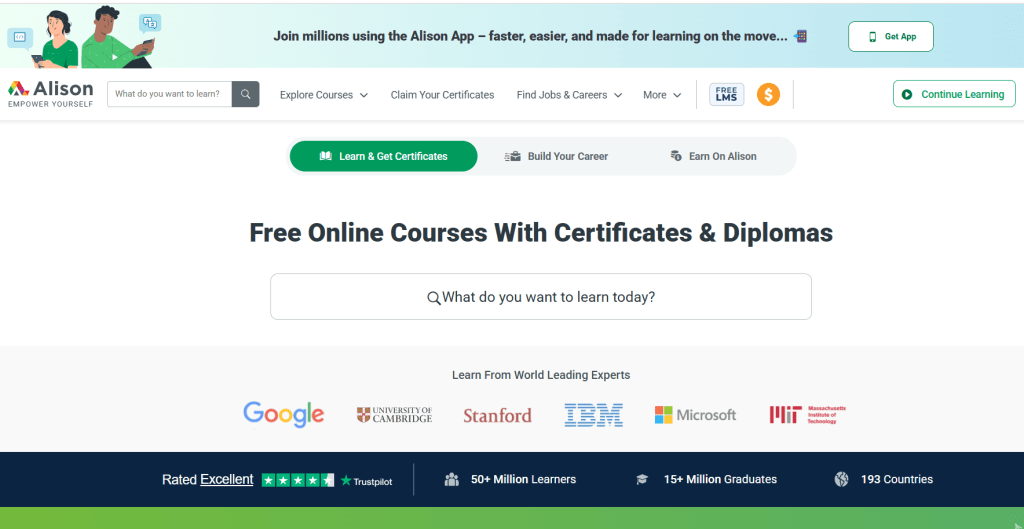 Alison - Best Free Online Learning Websites