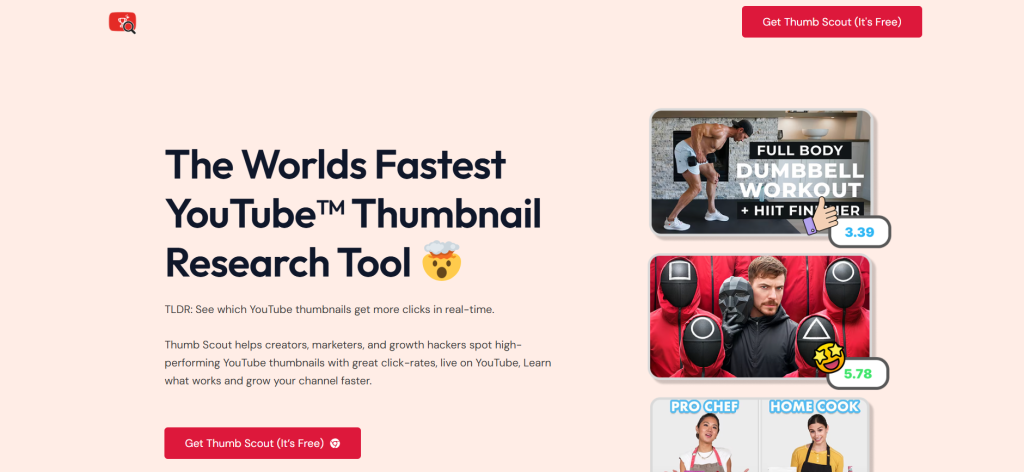 ThumbnailScout - 10 Best YouTube Optimization Tools to Grow, Monetize & Succeed on YouTube