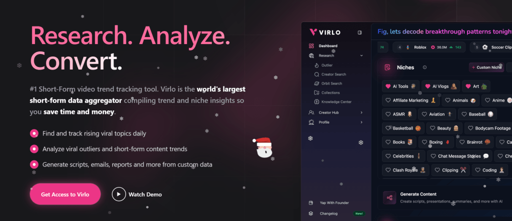 Virlo AI - 10 Best YouTube Optimization Tools to Grow, Monetize & Succeed on YouTube