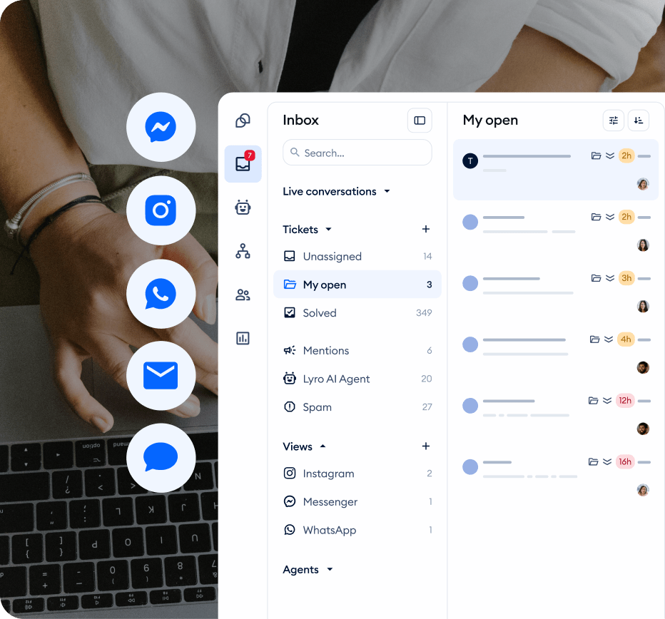 Lyrio Hub - Tidio live chat dashboard interface